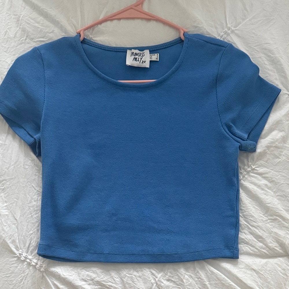 Princess Polly Sky Blue Ribbed Top
